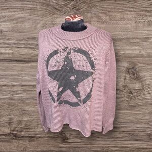 Wooden Ships Slouchy Star Sweater Wool Mohair Acrylic Blend Crewneck S/M